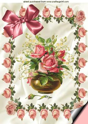 Roses in a Bowl, in Rose Frame A4