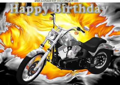 Motor Bike with Abstract and Flames A4