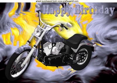 Grey Motor Bike with Flames Abstract A4