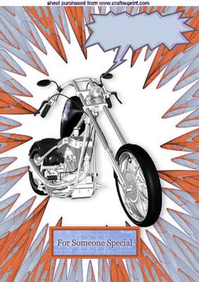 Black Chopper Bike with Grey/orange Abstract A4