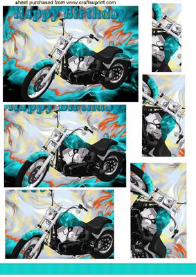 Turq Motor Bike on Coloured Abstract Pyramids
