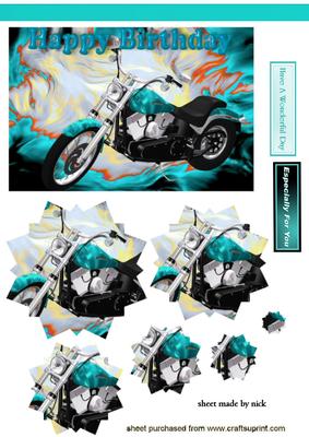 Turq Motor Bike on Abstract, Star Pyramids