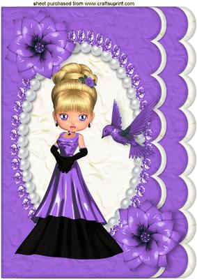 Pretty Lady with Purple Bird A4