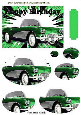 Green/black Oval Pyramids of Sports Car