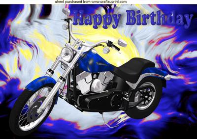 Blue Motor Bike on Abstract A4