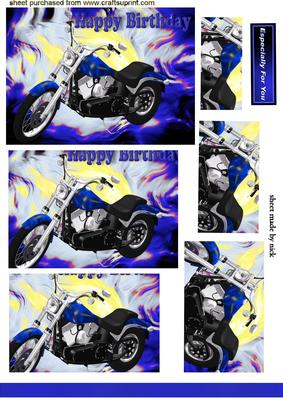 Blue Motor Bike on Abstract, Pyramids