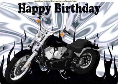 Black Motor Bike with Silver Effect A4