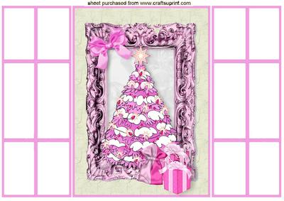 Pink Christmas Tree, with Presents, French Gatefold