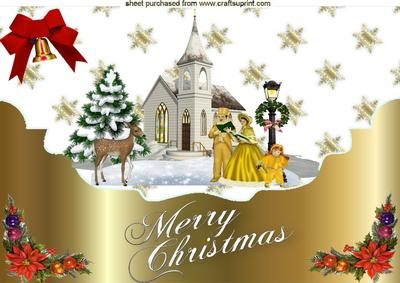 Christmas Scene of a Church A4