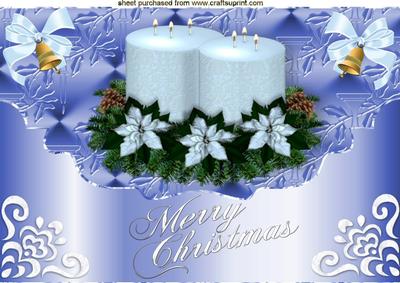 White Christmas Candles, on Scalloped Envelope, A4