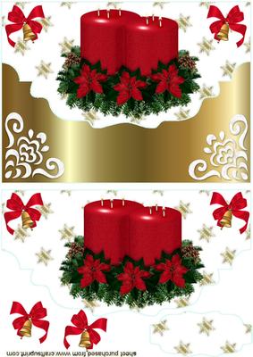Christmas Red Candles with Holly