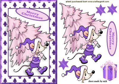 Little Christmas Mouse in Purple