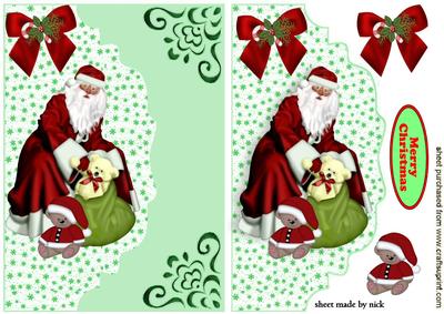 Santa with Toys, on a Scalloped Envelope