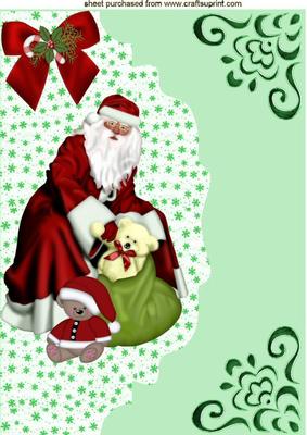 Santa with Toys, on a Scalloped Envelope A4