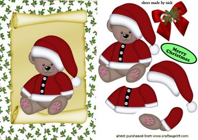 Cute Christmas Teddy, with Big Bow