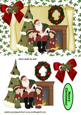 Santa with the Children on a Scroll