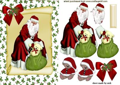 Santa with Toys on a Scroll