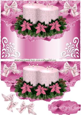 Pink Christmas Candles with Bows