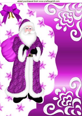 Lovely Santa in Pink, on Scalloped Envelope A4