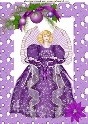 Angel in Purple Snow Frame with Bauble, A4