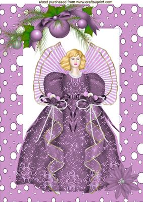 Angel with Bauble in Pink Snow Frame A4