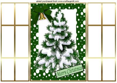 Christmas Tree in Green Snow Frame, French Doors