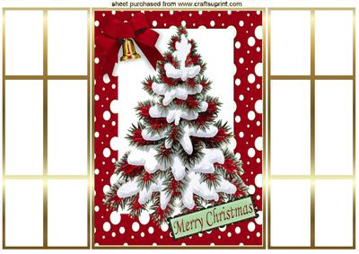 Christmas Tree in Red Snow Frame, French Doors