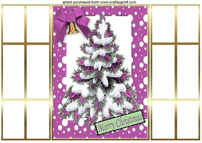 Christmas Tree in Pink Snow Frame , French Gatefold