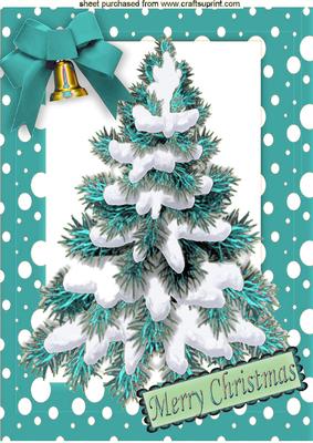 Christmas Tree in Turquiose Snow Frame A4
