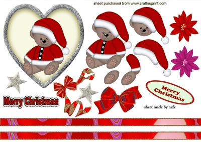 Little Bear with Red Santa Hat