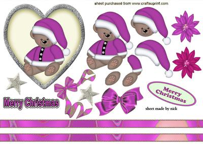 Little Bear in Pink Santa Hat
