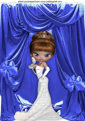 Lady in Gown with Blue Drapes A4
