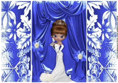 Lady with Blue Drapes in Floral Doors Gatefold