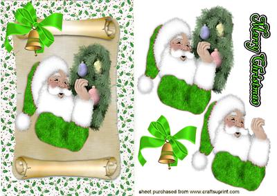 Santa on a Scroll in Apple Green