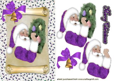 Santa on a Scroll in Purple