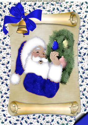 Santa on a Scroll in Blue A4