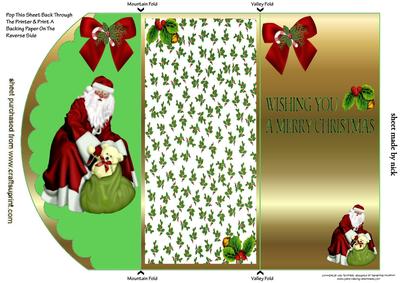 Santa with His Sack of Presents, Tri Shutter Card