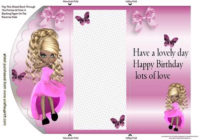 Little Lady All Dressed Up in Pink, Tri Fold Shutter Card