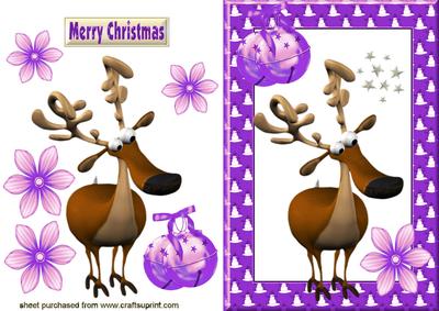 Reindeer in Purple Snowman Frame