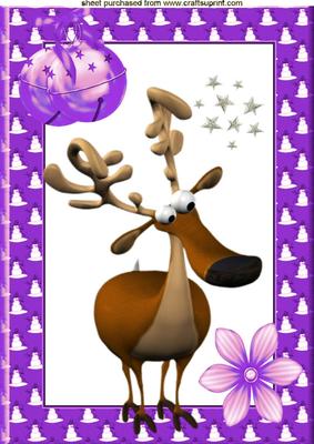 Reindeer in Purple Snowman Frame A4