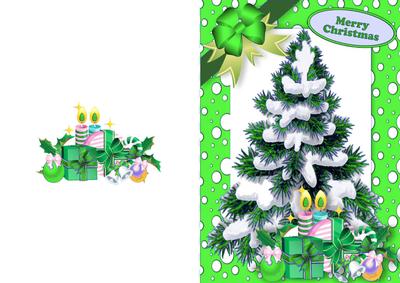 Christmas Tree in Green Snow Frame, A5 Card