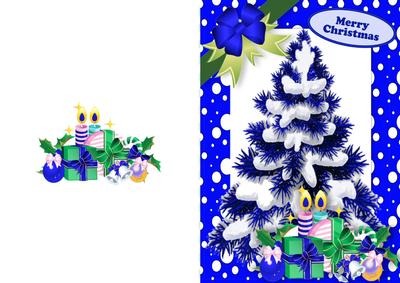 Christmas Tree in Blue Snow Frame, A5 Card