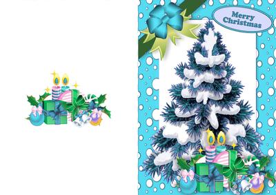 Christmas Tree in Turq Snow Frame A5 Card