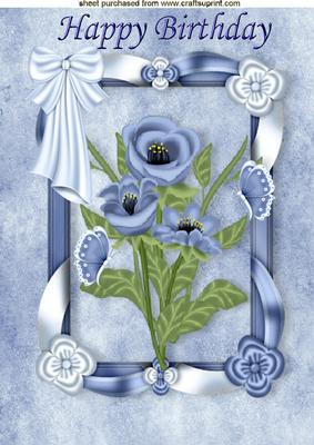 Blue Flowers in a Floral Frame A4