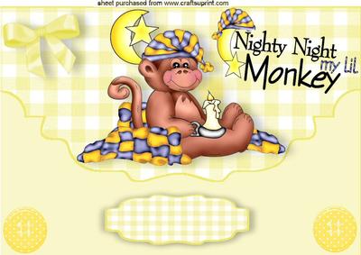 Nite! Nite! My Lil Monkey, on a Scalloped Envelope A4