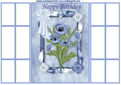 Blue Flowers in Floral Frame, French Gatefold