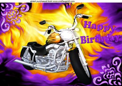 Motor Bike with Purple Abstract A4