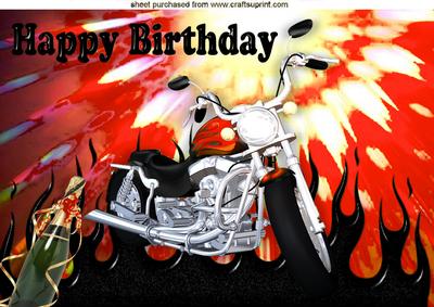 Motor Bike with Flames and Champagne A4