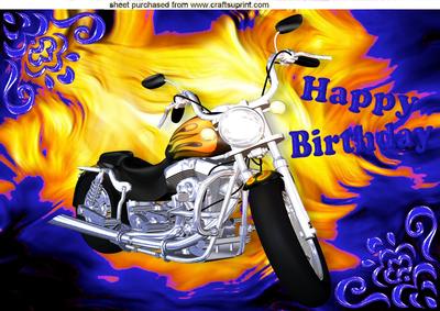 Electric Blue Abstract with Motor Bike A4