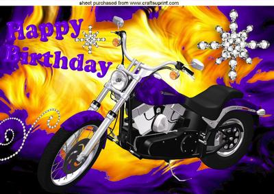 Sparkling Diamonds with Purple Motor Bike A4